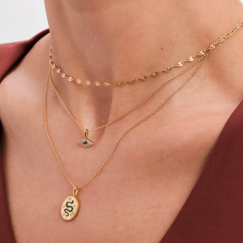 Image of Inicio 14K Real Gold Plated Recycled Serpant Pendant Necklace - Gift Pouch Gold female