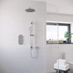 Image of Concealed Thermostatic Mixer Shower with Wall Mounted Rain Shower Head - Flow