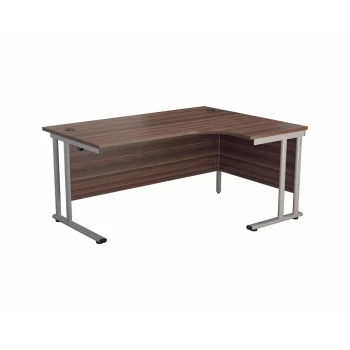 image of Start RH Crescent Cantilever Workstation - Dark Walnut Top and Silver Legs