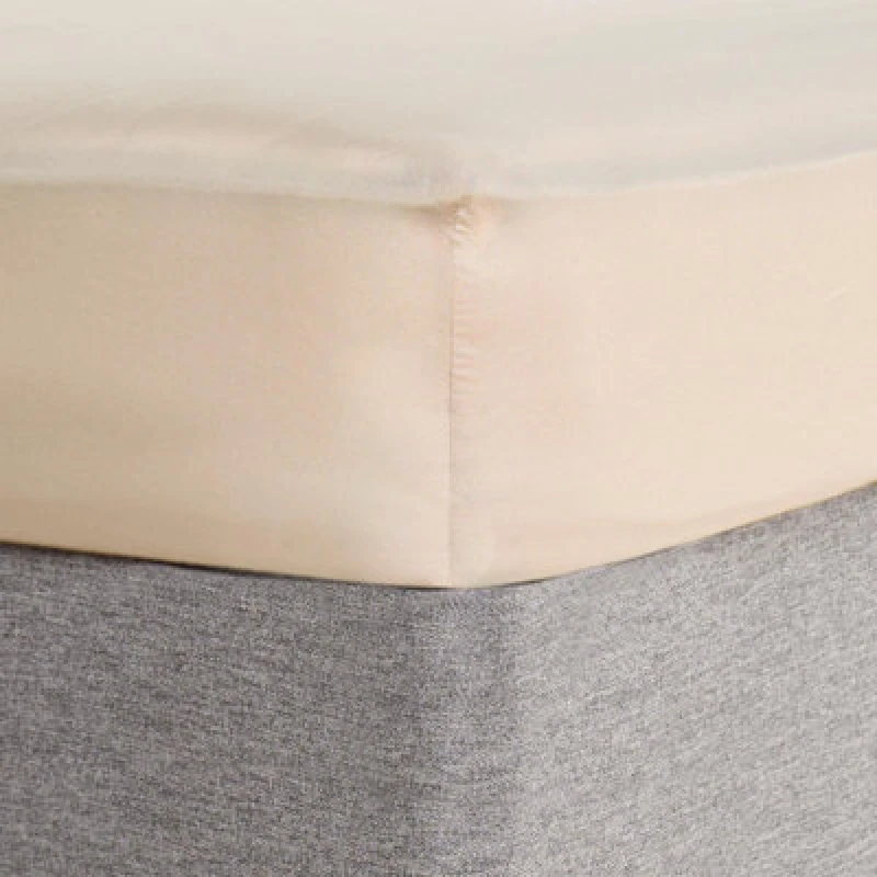 Image of OHS OHS Luxury Plain Dyed Cotton 30cm Deep Fitted Bed Sheet in Natural Size: Single Natural Single Unisex 5027434223541