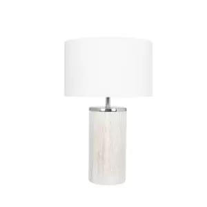 image of White Wash Wood Column Table Lamp