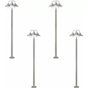 image of Loops - 4 pack IP44 Outdoor Bollard Light Stainless Steel 60W E27 Driveway Lamp Post