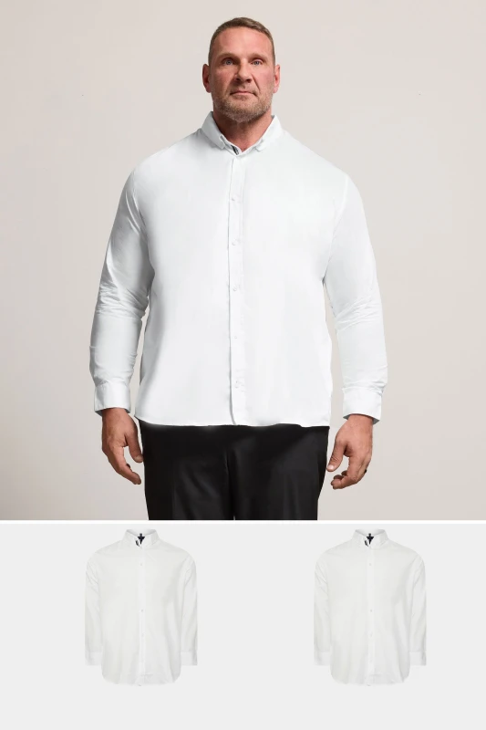 Image of BadRhino BadRhino Men 2 Pack Poplin Long Sleeve Shirts in White Size: 3X-Large White XXXL Male 5063111857500