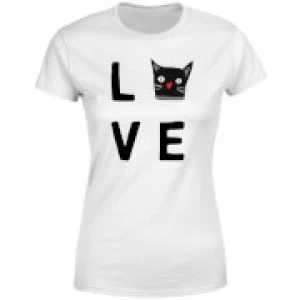 Image of Cat Love Womens T-Shirt - White - 3XL