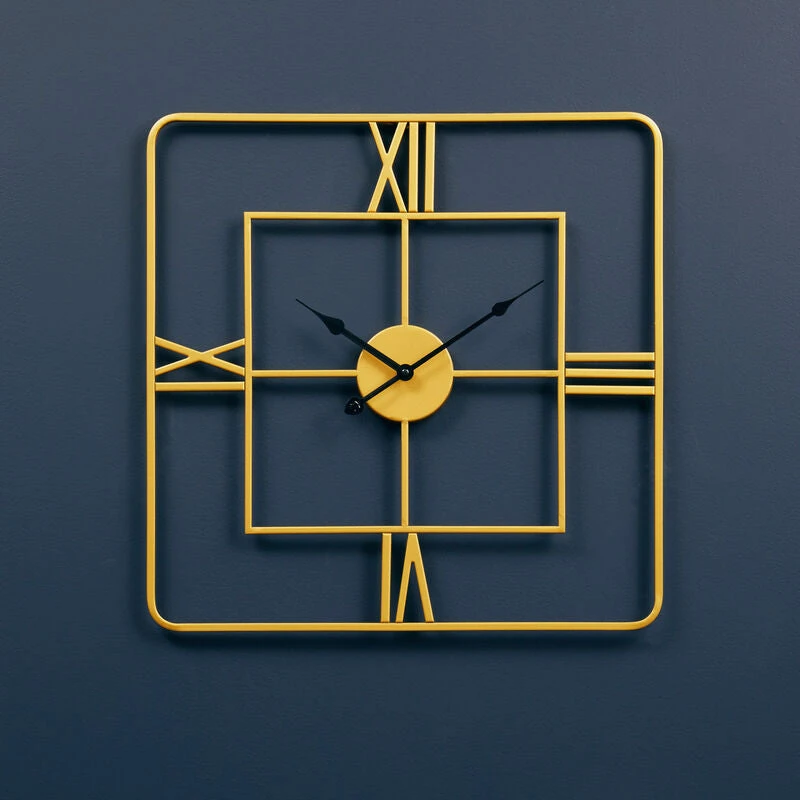 Image of Orsina Small Gold Finish Square Wall Clock Kent