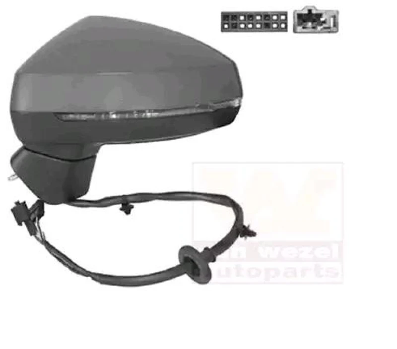 Image of VAN WEZEL 0335807 Wing mirror * HAGUS * Left, Heatable, primed Outside Mirror (50)