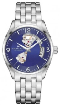 Image of Hamilton Mens Jazzmaster Open Heart Automatic Blue Dial Watch