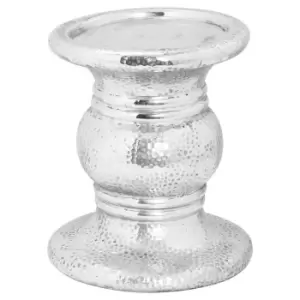 Image of Silver Punch Faced Ceramic Large Candle Holder