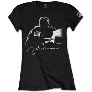 Image of John Lennon - People for Peace Womens Small T-Shirt - Black