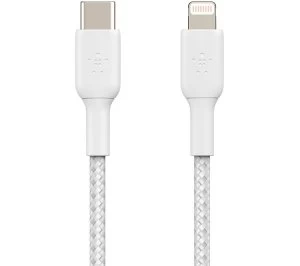 Image of BELKIN Braided USB Type-C to Lightning Cable - 2 m, White