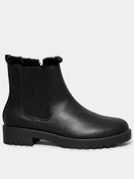 Image of Yours Extra Wide Fit Chelsea Faux Fur Lined Boot Black, Size E, Women