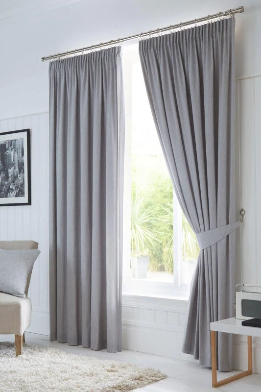 Image of Fusion 'Dijon' Pair of Tiebacks For Pencil Pleat Curtains Silver