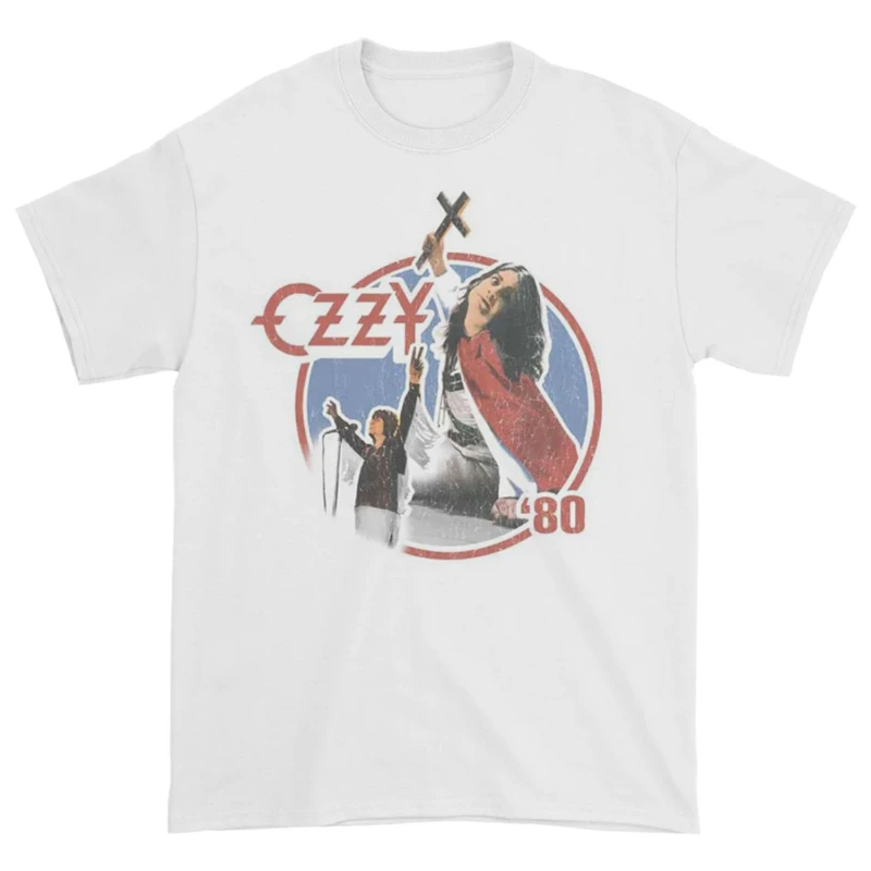 Image of Ozzy Osbourne Mens Blizzard Of Ozz '80 Cotton T-Shirt in White Size: Large White Male L