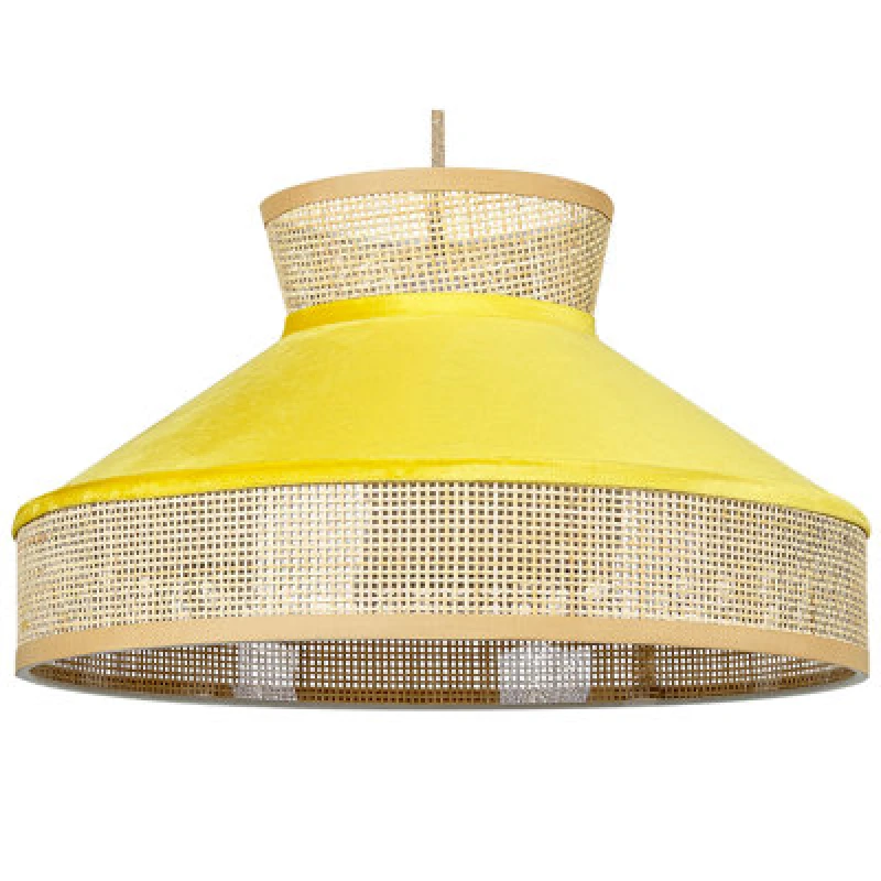 Image of Beliani Pendant Lamp Batali Rattan Mustard