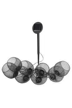 Image of Solar Powered Black Steel Mesh LED String Lights