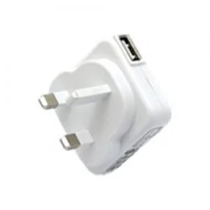 Image of Veho USB Mains Charger Adaptor - 3 PIN - WHITE