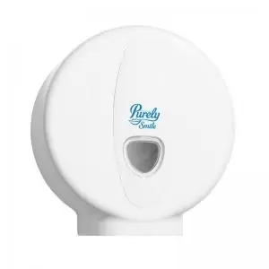 image of Purely Smile Mini Jumbo Toilet Roll Dispenser White PS1702 86430TC