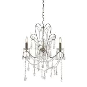 image of Taranto Multi Arm Lamp Pendant Ceiling Lamp, Aged Silver Paint, Cut Glass