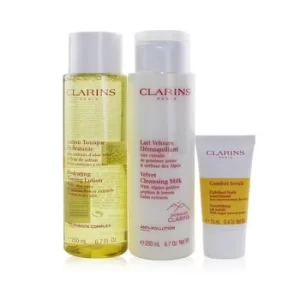 image of ClarinsPerfect Cleansing Set (Normal to Dry Skin): Cleansing Milk 200ml+ Toning Lotion 200ml+ Comfort Scrub 15ml+ Bag 3pcs+1bag