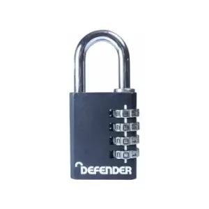 image of Black Die-Cast Combination Padlock 40mm - Defender