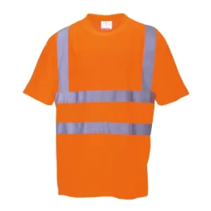 Image of Portwest Mens Hi Vis Class 2 Rail T Shirt RIS Orange XS
