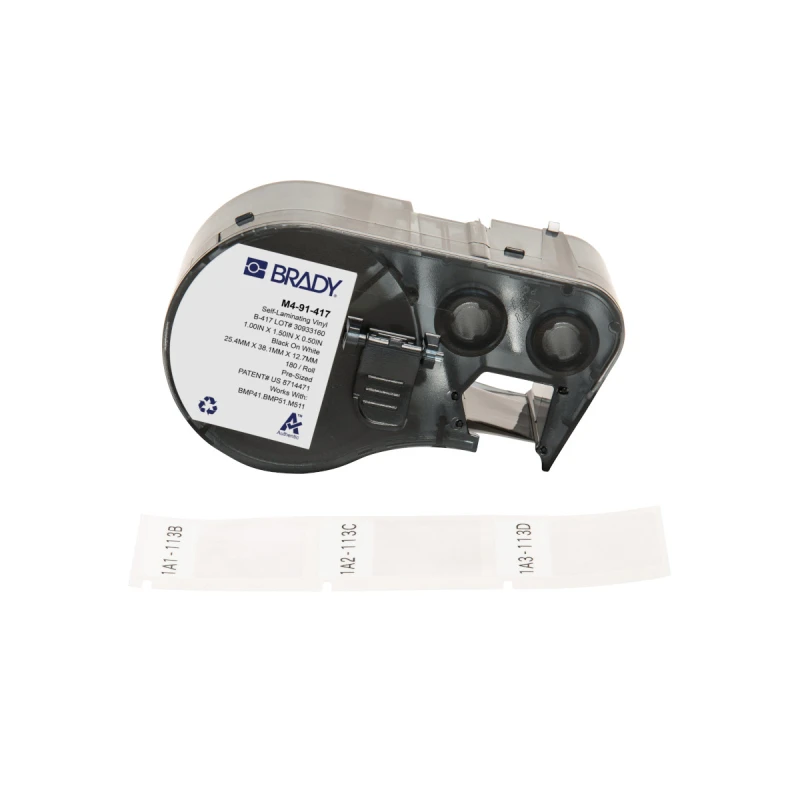 Image of Brady M4-91-417 printer label Black. White Self-adhesive printer label