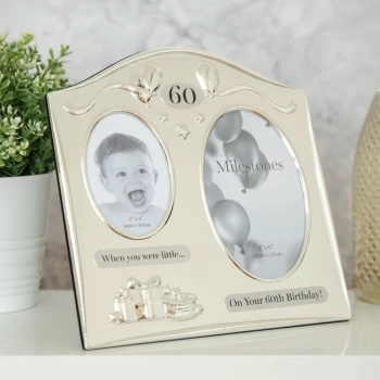Image of Milestones 2 Tone Silver Plated Double Birthday Frame - 60