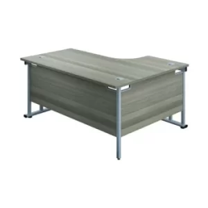 Image of Jemini Radial Left Hand Cantilever Desk 1800x1200x730mm Grey Oak/Silver KF807773