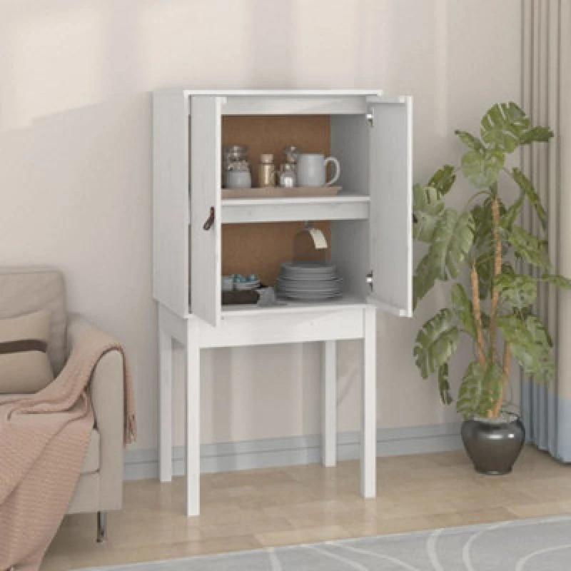 Image of Vidaxl Highboard White 60X40X120 Cm Solid Wood Pine, White 821745