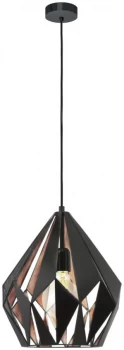 image of Eglo Carlton Pendant Light - Black & Copper