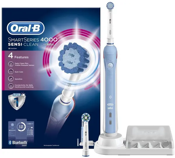 Image of Oral B Smart Series 4000S Sensi Ultrathin White Rechargeable Electric Toothbrush