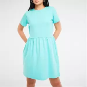 Missguided Short Sleeve Smock Mini Dress - Blue