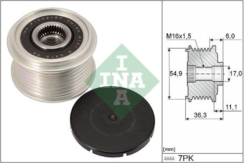Image of Alternator clutch pulley INA 535 0298 10