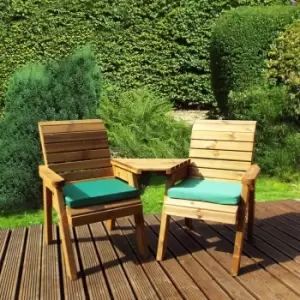 Image of Charles Taylor 2 Seater Angled Companion Set with Green Seat Pads Green