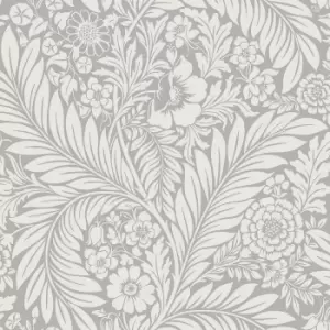 image of Belgravia Decor Florence Leaf Grey Wallpaper