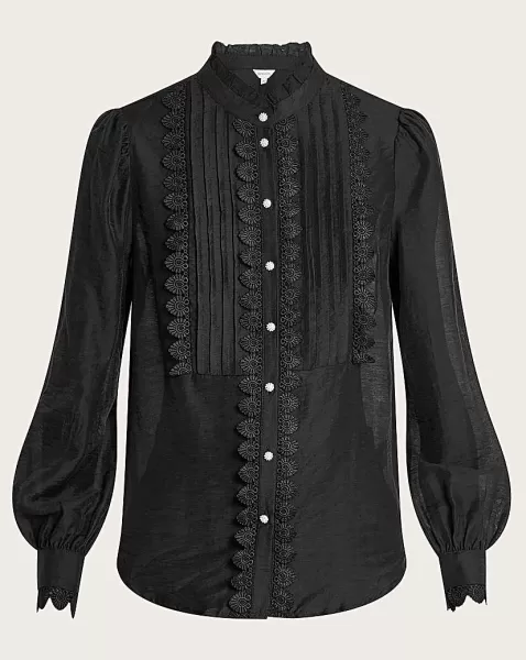Image of 'Iva' Lace Trim Blouse