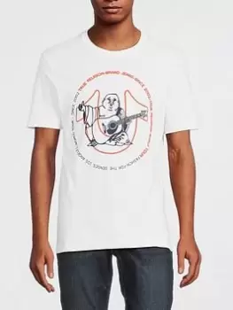 Image of TRUE RELIGION True Religion Two Tone Buddha Logo T-Shirt, White, Size XL, Men