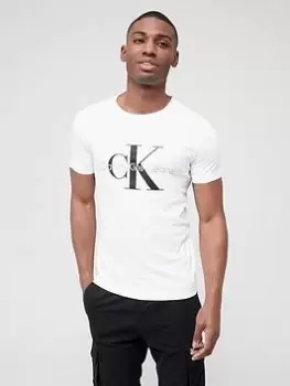 Image of Calvin Klein Jeans Monogram Logo T-Shirt - White, Size S, Men