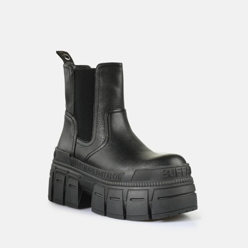 Image of Buffalo Vegan nappa ankle boots For Her Buffalo Gospher Chelsea Noir Female 36