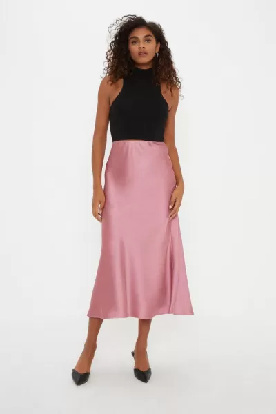 image of Satin Bias Midi Skirt