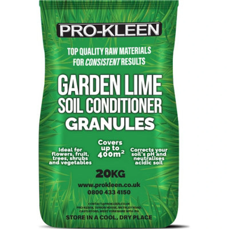 Image of ProKleen Garden Lime Soil Conditioner Granules 20KG Covers up to 400m2 Green unisex