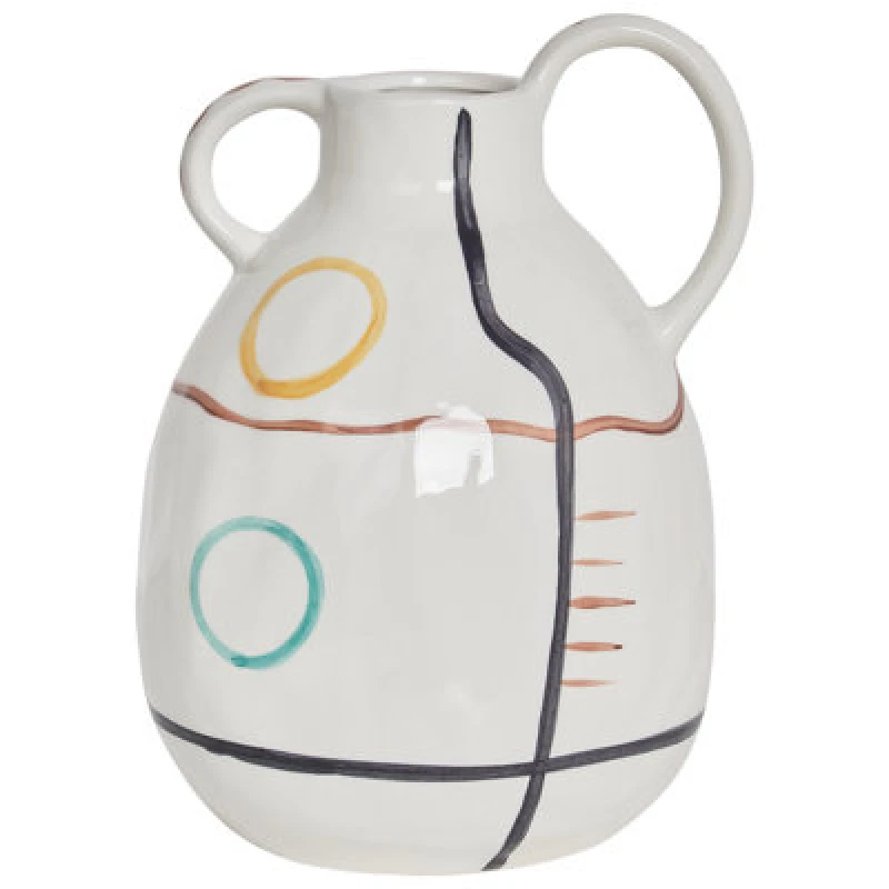 Image of Beliani Flower Vase Dory Stoneware 28cm White