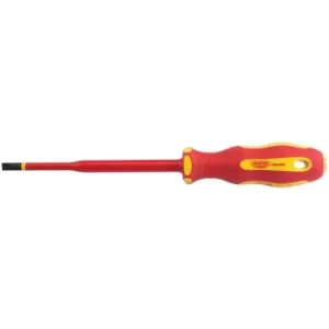 Image of Draper Ergo Plus&amp;#174; Slimline Plain Slot VDE Screwdriver, 5.5 x 125mm