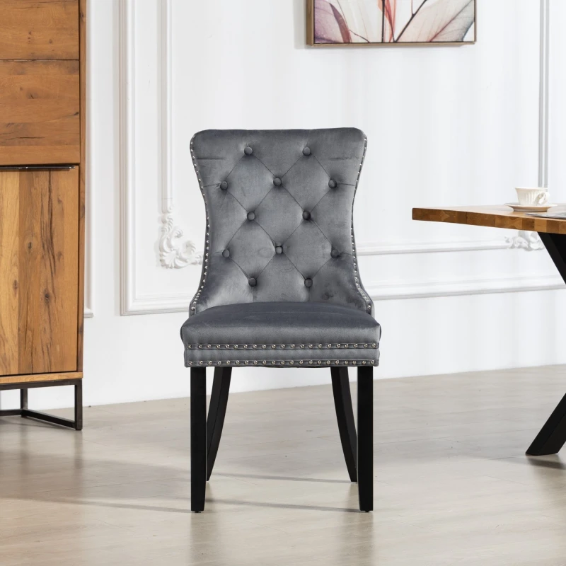Image of Artemis Home Ceres Velvet Fabric Dining Chairs - Set of 2 in Grey Size: 2 Pack Grey Unisex 2 Pack