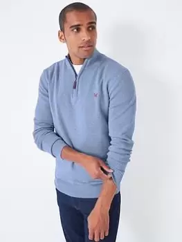 Image of Crew Clothing Classic Half Zip Knit - Light Blue, Size XL, Men