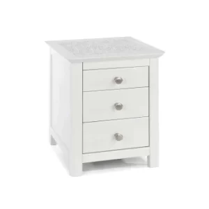 image of Stirling White 3 Drawer Bedside Cabinet, white