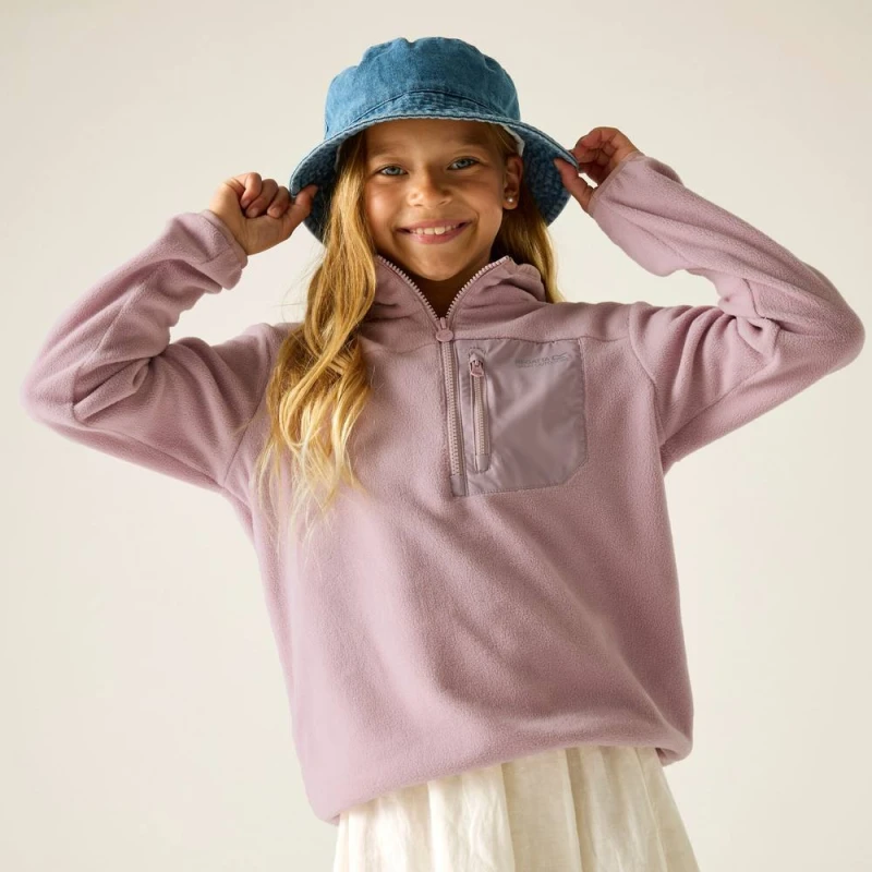 Image of Regatta Frankie Half Zip Fleece in Pale Lilac Size: 15-16 Years Pale Lilac Unisex 15-16 Years