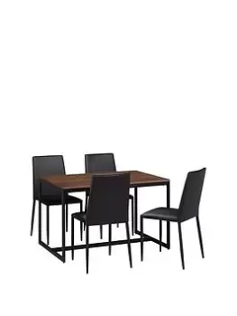 image of Julian Bowen Tribeca Walnut Table & 4 Jazz Black Chairs