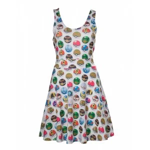 Image of Pokemon Womans All-over Pokeball Printed Sleeveless Medium Dress - Grey