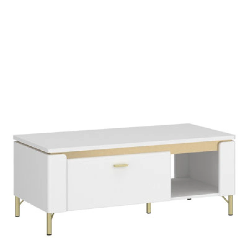 Image of Furniture To Go Lazio Coffee Table 1 Drawer In Alpine White/white Gloss